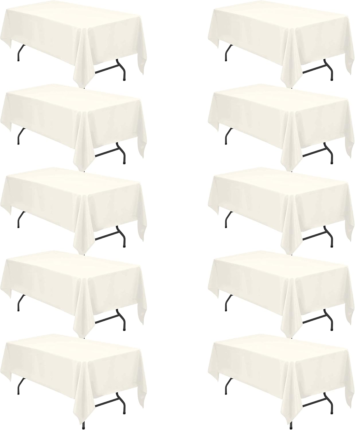 10 Pack Ivory Tablecloths for 6 Foot Rectangle Tables - Elegant
