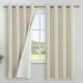Oatmeal Linen Blackout Curtains 63 in 2 Panels - Thermal Privacy