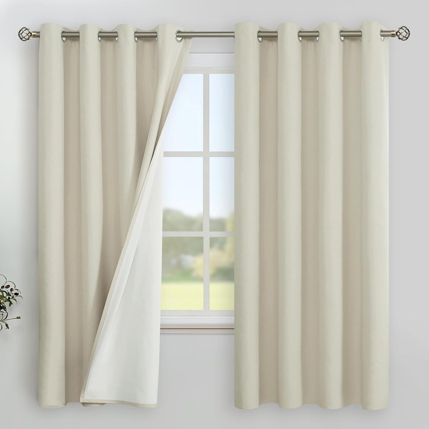 YoungsTex Oatmeal Linen Blackout Curtains for Bedroom and Living Room