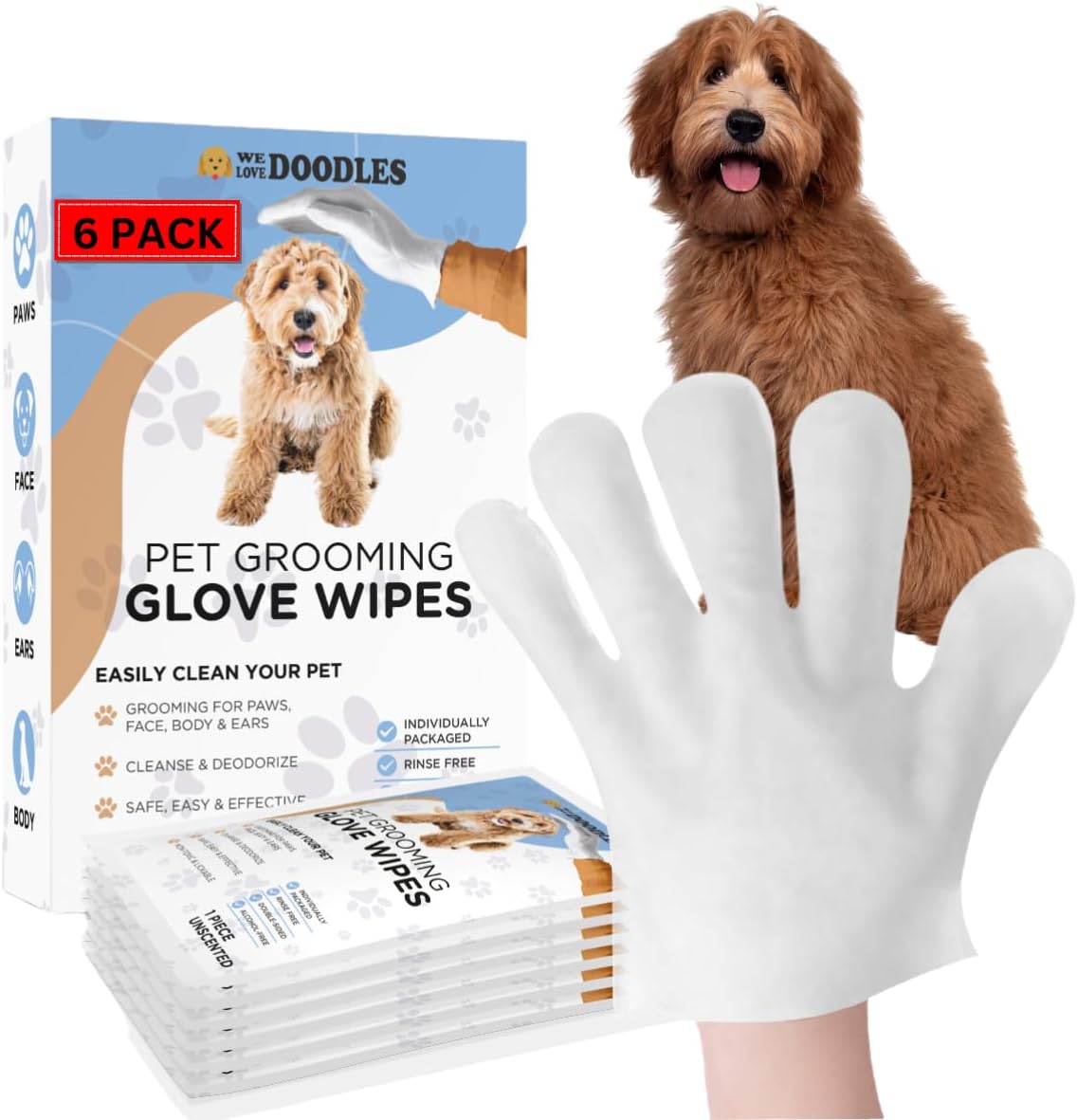 We Love Doodles Dog Bathing Gloves - Easy, Safe Clean!