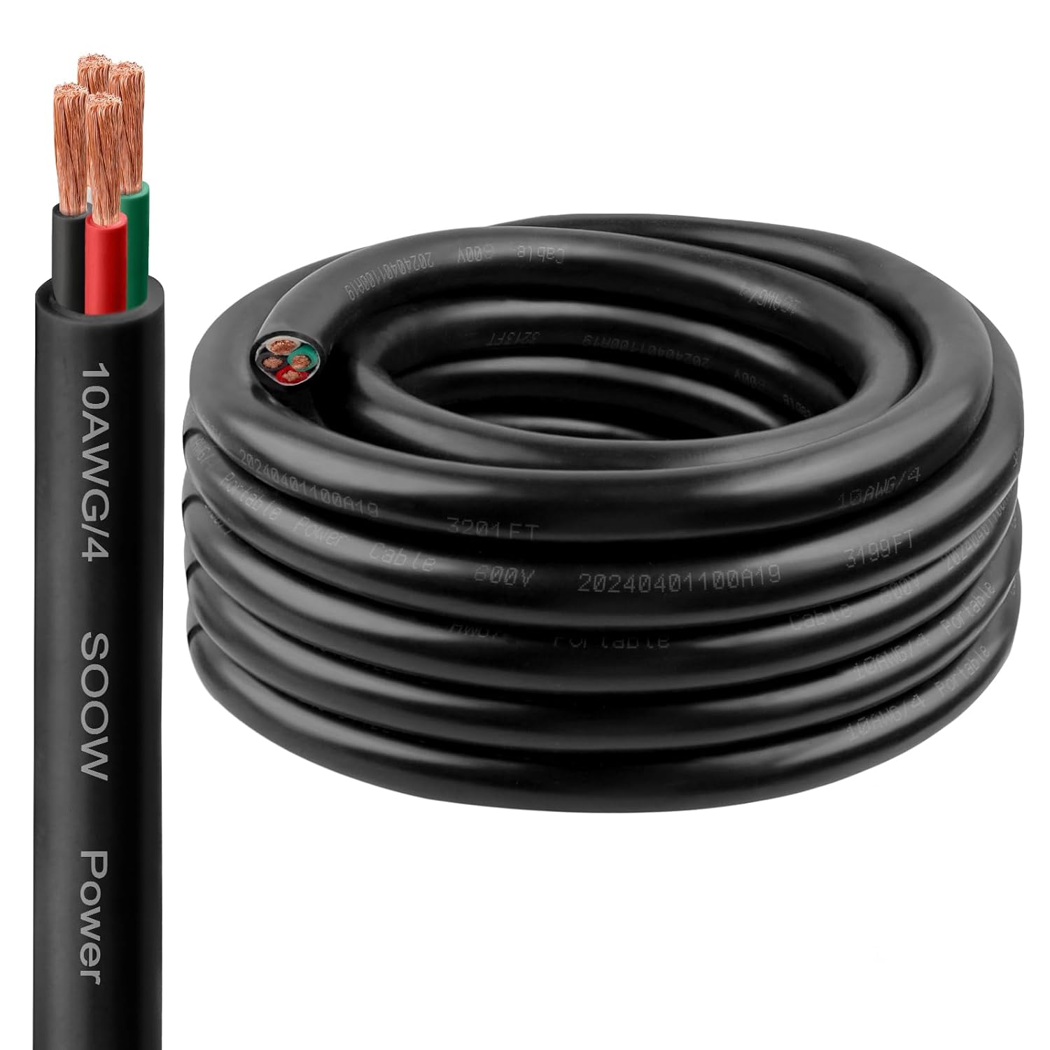 10/4 SOOW Wire 25FT - Heavy-Duty 10 AWG Power Cable