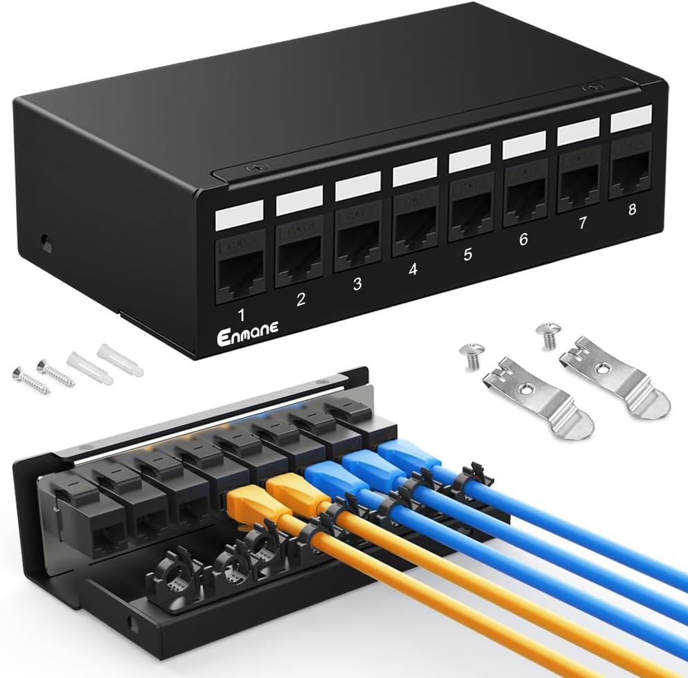 8Port CAT6 Keystone Patch Panel with Smart Cable Management