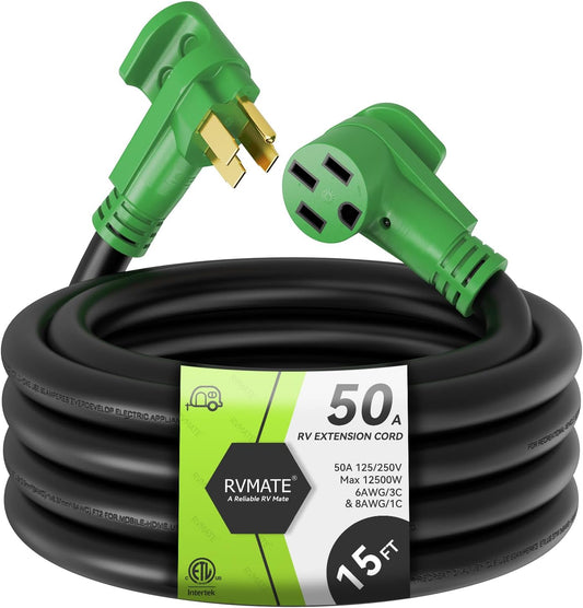 RVMATE 50 Amp 15 Feet RV/EV Extension Cord with LED Indicator
