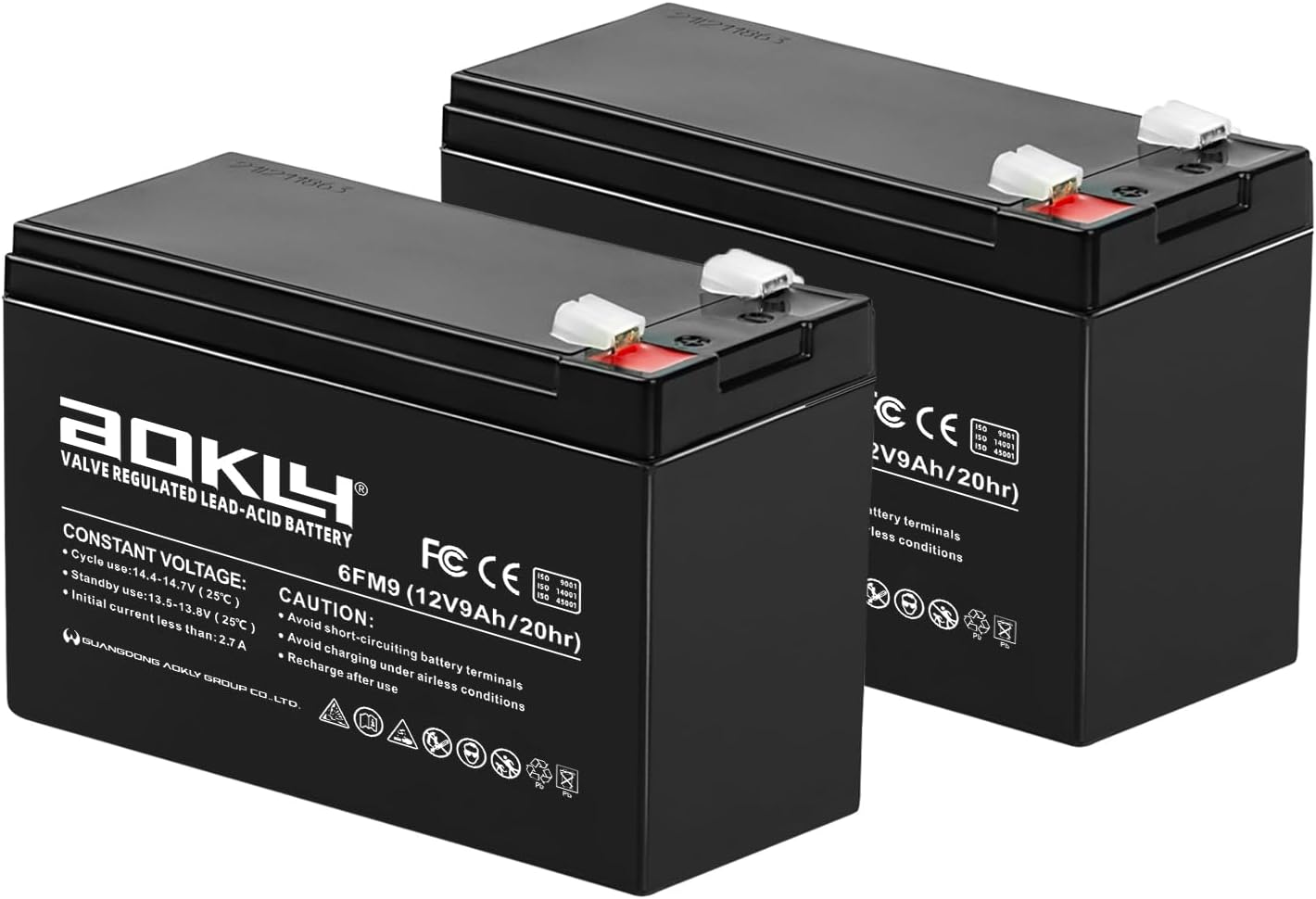 2Packs 12 Volt 9 AH Rechargeable SLA AGM Battery for UPS & More
