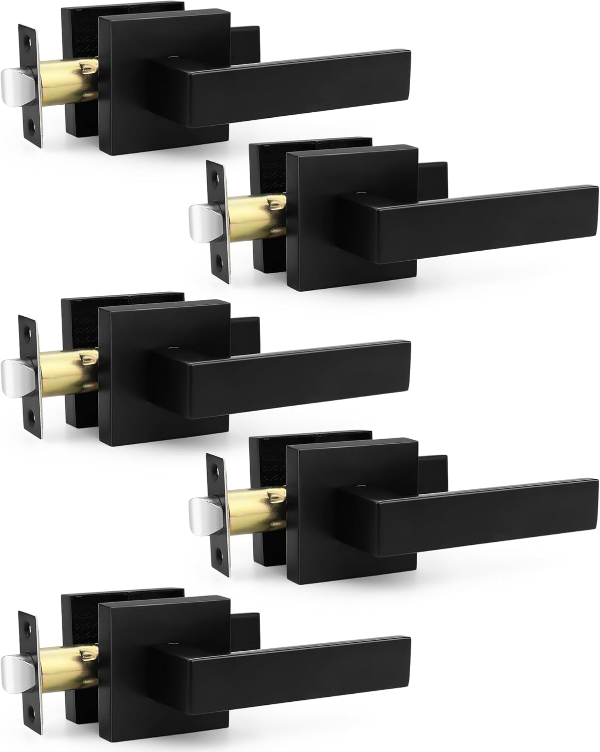 Probrico 5 Pack Passage Door Handle in Matte Black for Home