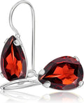 925 Sterling Silver Teardrop Earrings for Women - Dainty Garnet