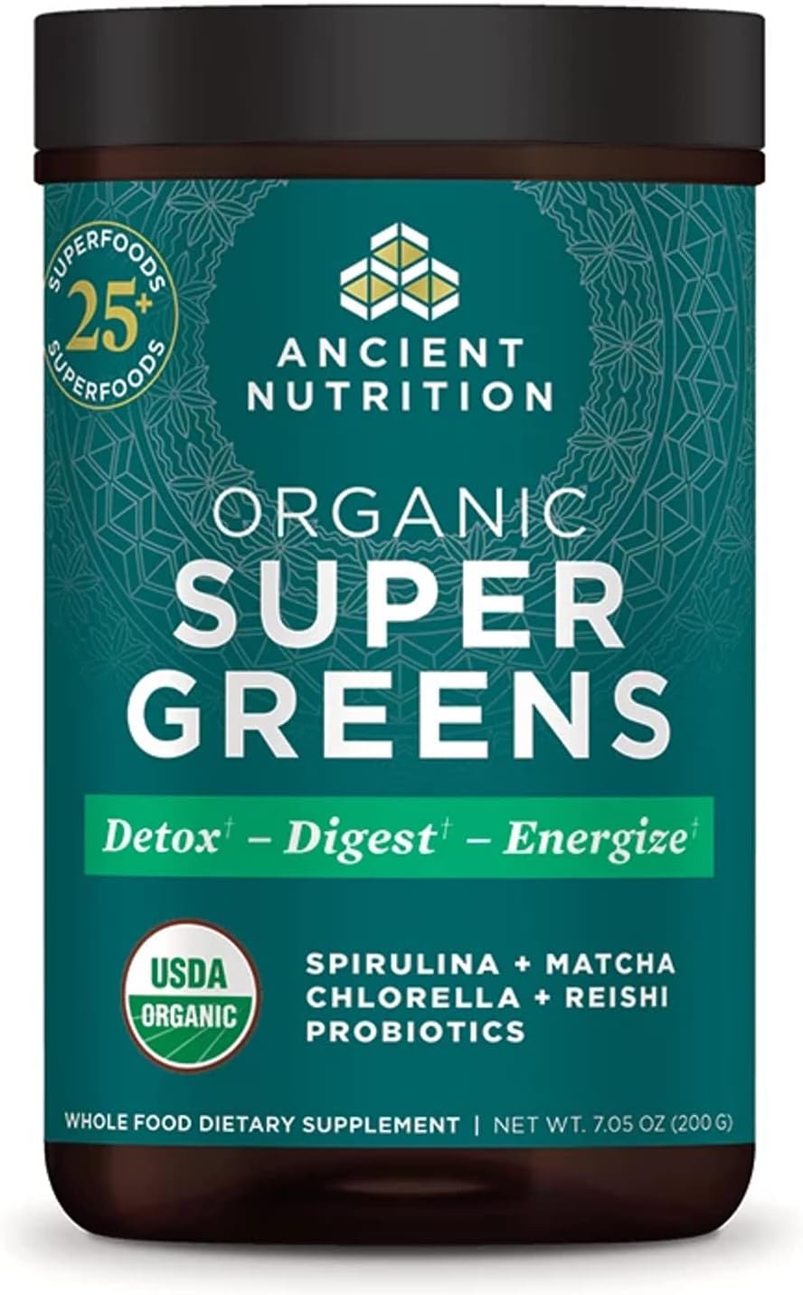 Organic Super Greens Powder with Probiotics for Healthy Gut