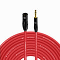 Balanced XLR to 1/4ft TRS Cable 100 ft Red - Reliable Live & Studio