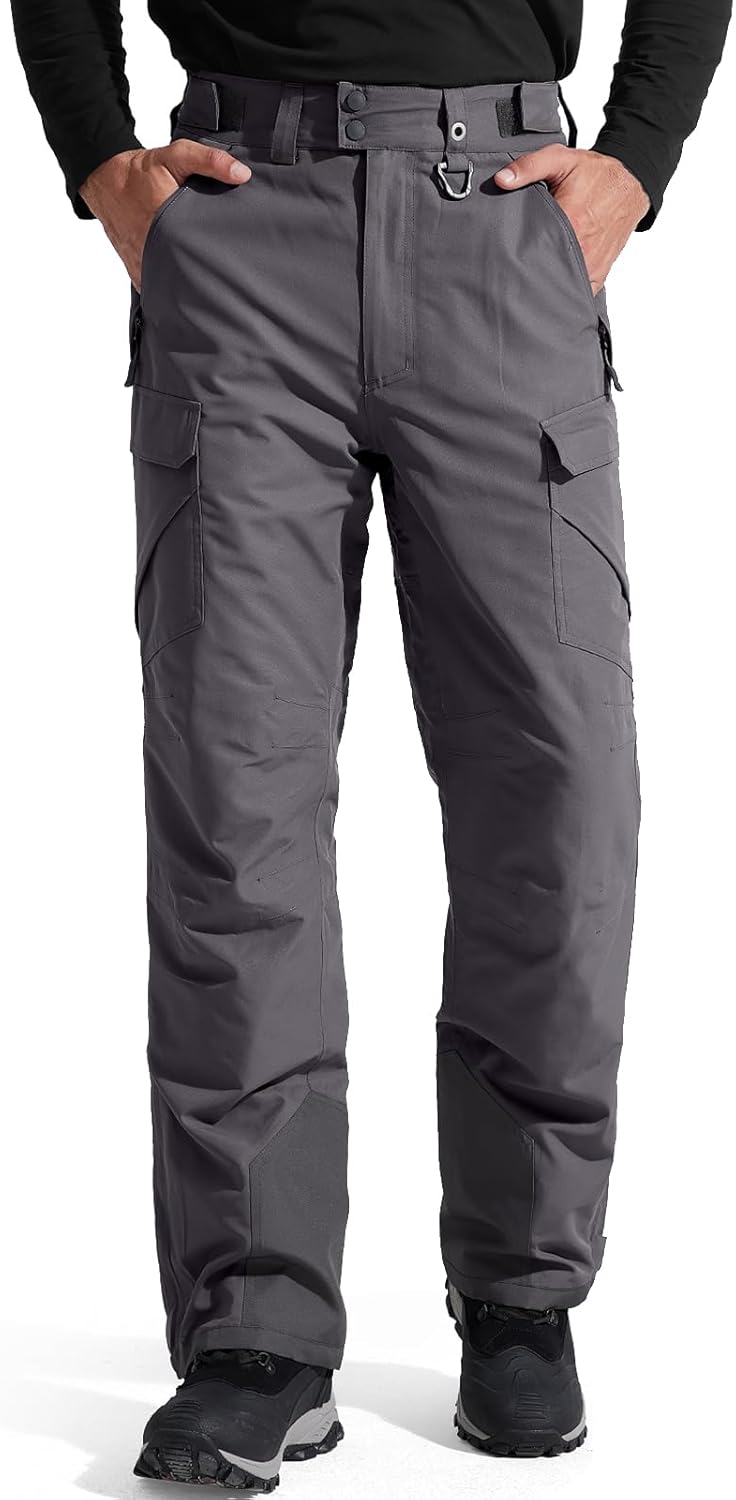 FREE SOLDIER Men's Waterproof Snow Insulated Pants for Winter Sports