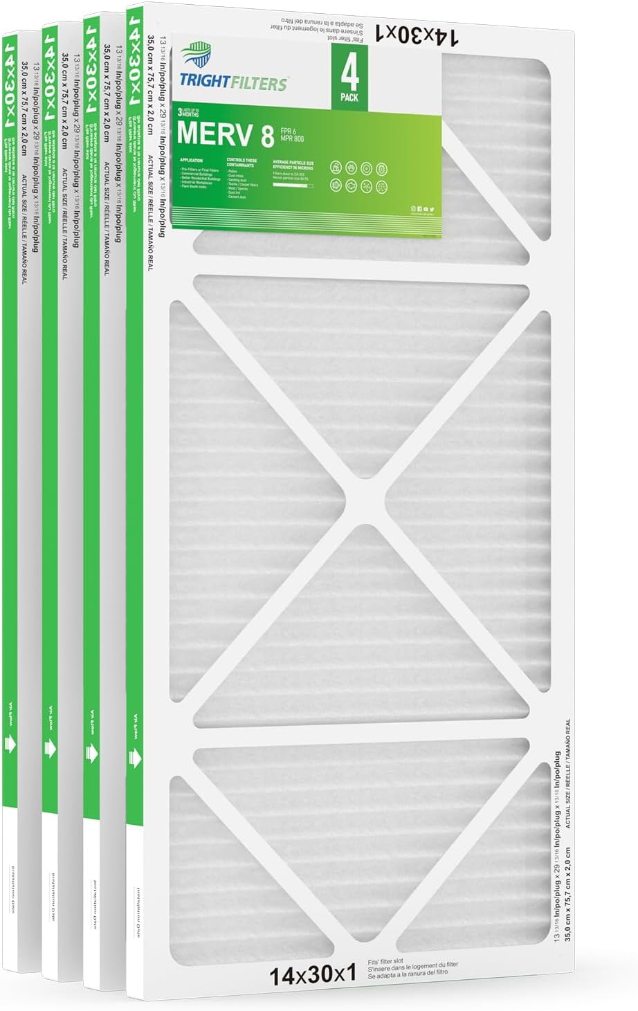 14x30x1 Air Filter 4 Pack for Efficient HVAC Performance
