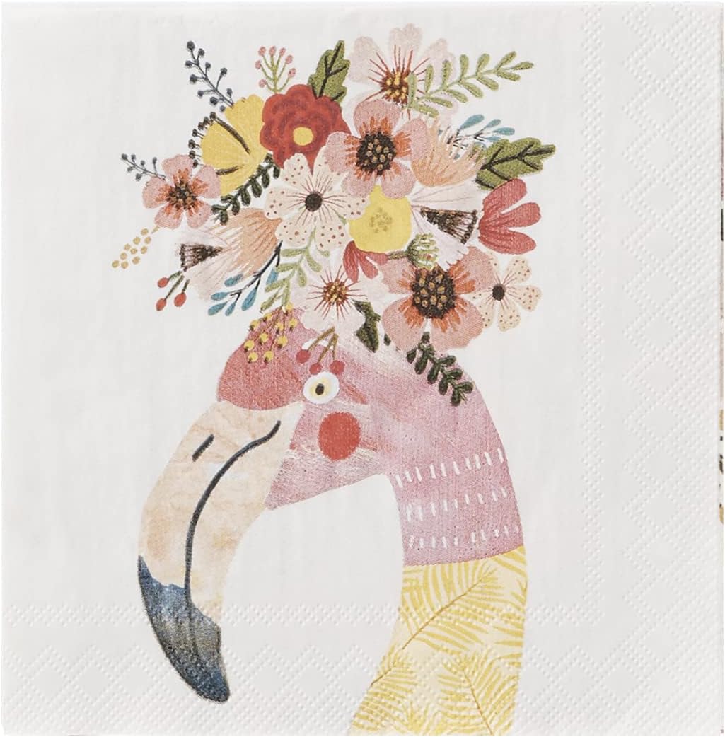Floral Flamingo Beverage Napkins