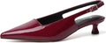 Burgundy Slingback Kitten Heels for Women - Low Pointed Pumps