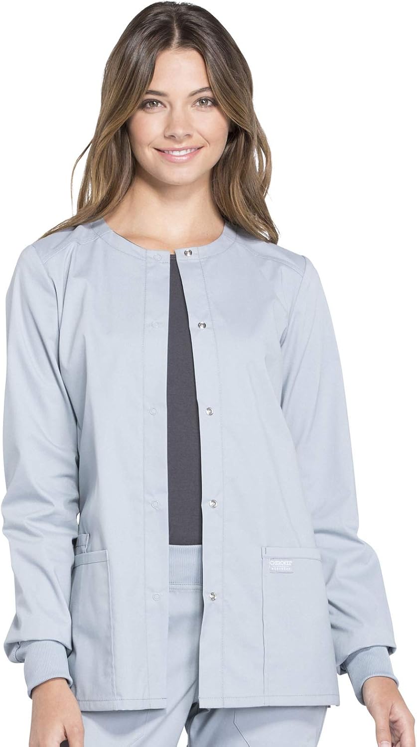 Workwear Professionals Snap Front Scrub Jackets for Women