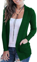 VOIANLIMO Women's Open Front Green Cardigan Sweater - Lightweight