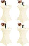 4pc Beige High Top Cocktail Table Covers Set - Perfect for Events!