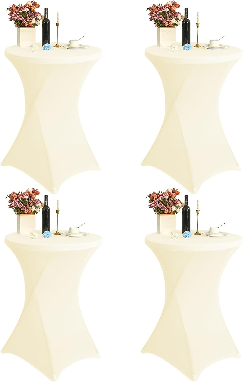 4pc Beige High Top Cocktail Table Covers Set - Perfect for Events!