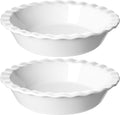 Ceramic Pie Pans Plate 9 in Deep Dish Set of 2 - Extra Capacity