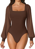 Avidlove Women Puff Long Sleeve Mesh Bodysuit - Double Lined Comfort