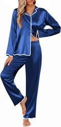 Silk Pajamas Set for Women Long Sleeve Satin 2-Piece Pajama Set