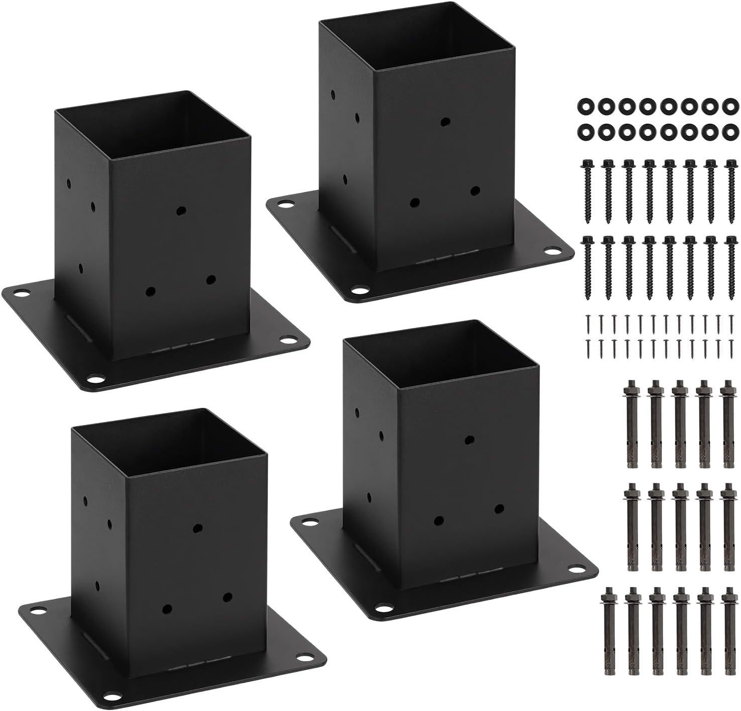 4x4 Post Base for Concrete, Durable Deck Post Base Set of 4