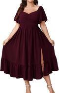 SCOMCHIC Plus Size Sweetheart Neckline Maxi Dress - Flowy Elegance