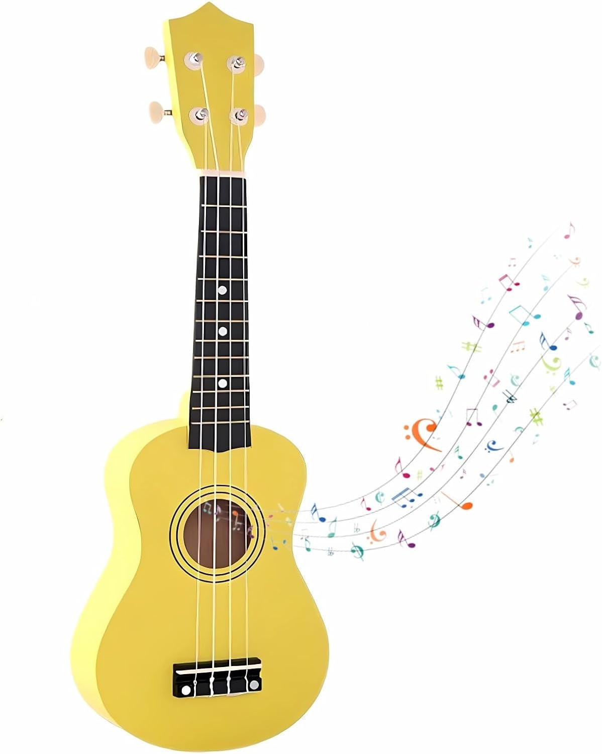21 Inch Wooden Kids Acoustic Guitar for 3-9 Year Olds - Yellow