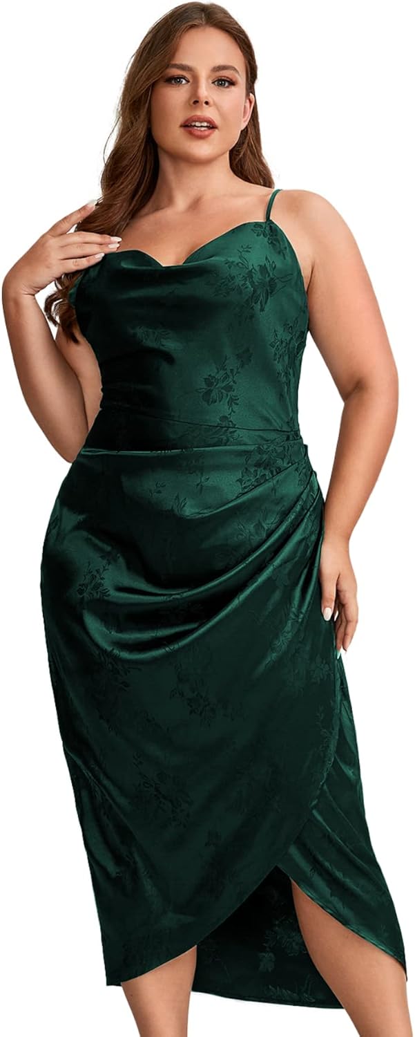 Floerns Women's Plus Size Satin Spaghetti Strap Cami Dress Review