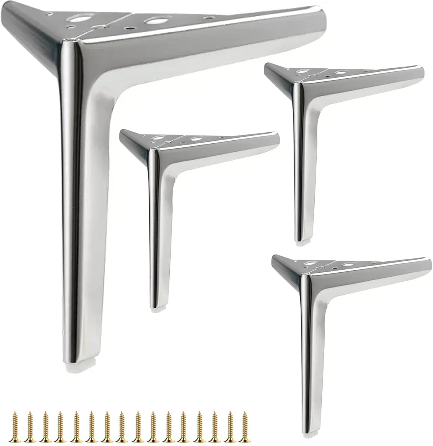 9.8 inch Shiny Silver Metal Furniture Legs Set of 4 for DIY