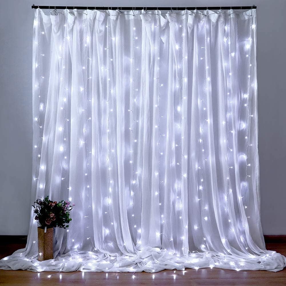 Weillsnow 300 LED Curtain Lights: 8 Twinkle Modes, Waterproof, for Indoor/Outdoor Decor