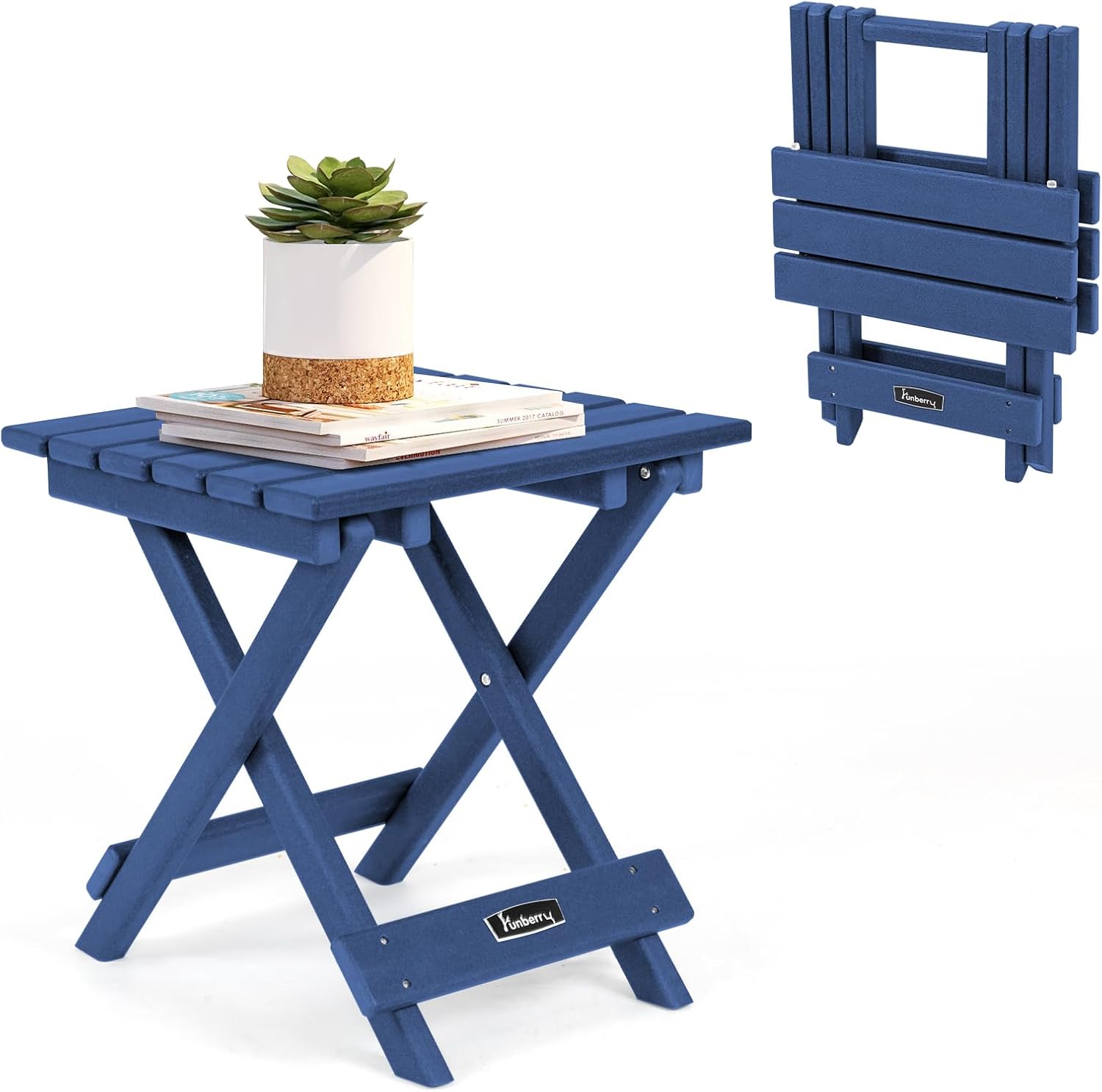 FUNBERRY Outdoor Folding Adirondack Side Table for All Weather