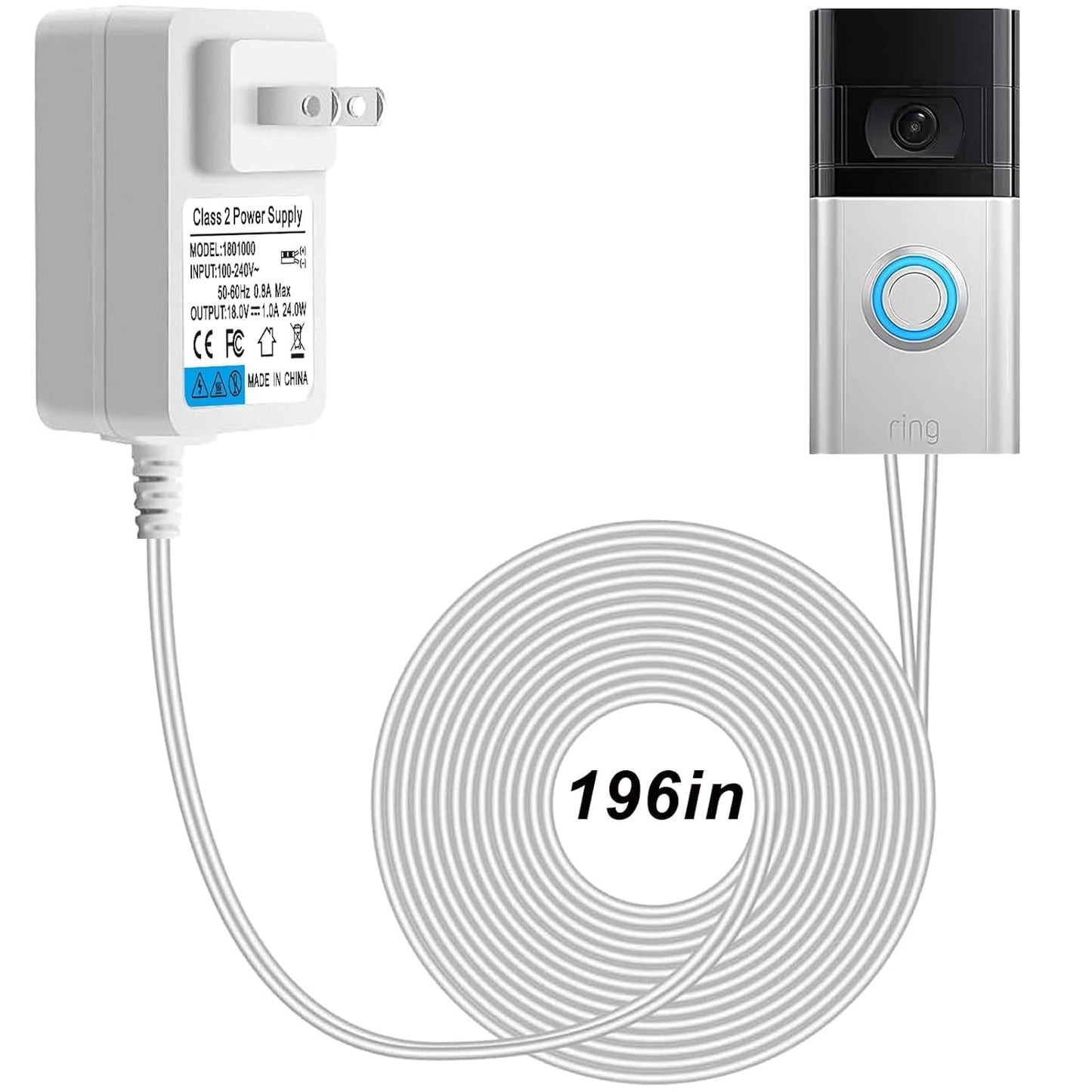 Enhanced Power for Ring Doorbells - Ousaly 18V Adapter