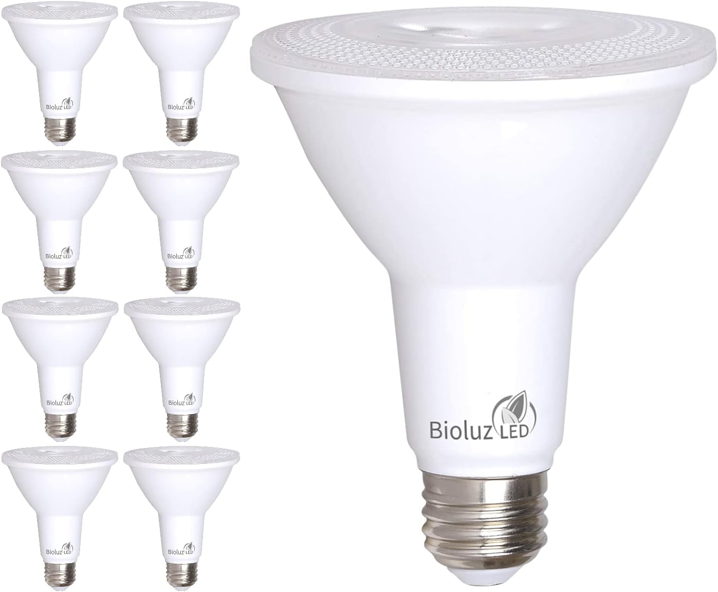 Bioluz LED PAR38 Light Bulbs 8 Pack Dimmable Soft White 3000K
