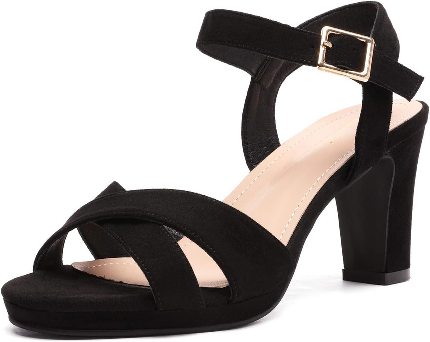 DREAM PAIRS Women's Chunky Heels Open Toe Ankle Strap Sandals