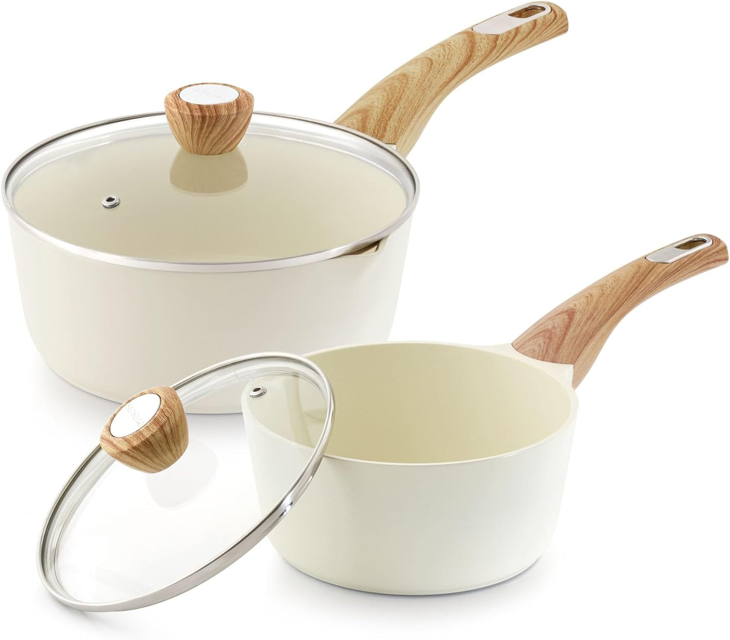 SENSARTE Ceramic Sauce Pan Set - Healthy Nonstick Cooking Pots