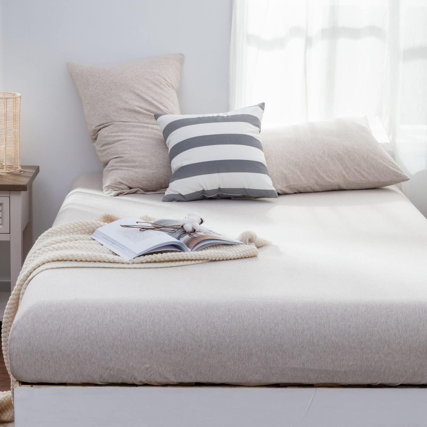 LIFETOWN Jersey Knit Cotton Sheet Set for King Size Beds