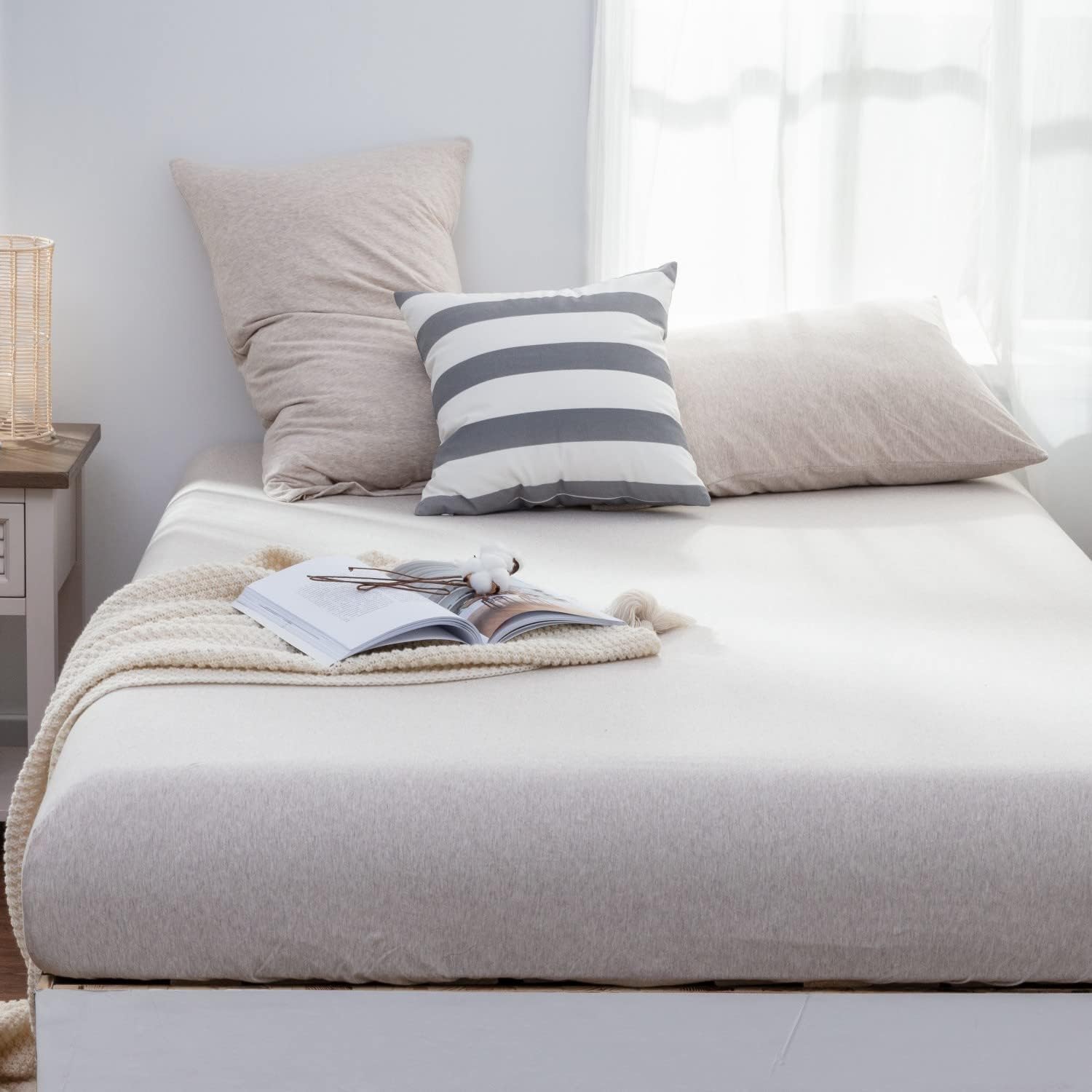 LIFETOWN Jersey Knit Cotton Sheet Set for King Size Beds