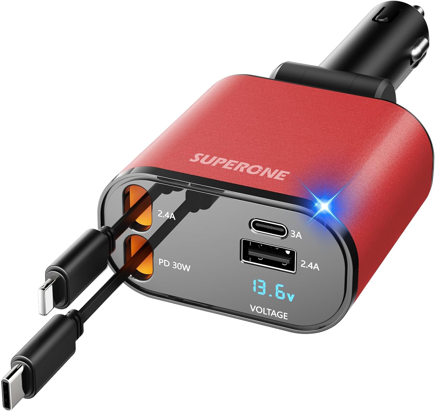 Ultra-Fast 4-in-1 Car Charger for iPhone & Galaxy