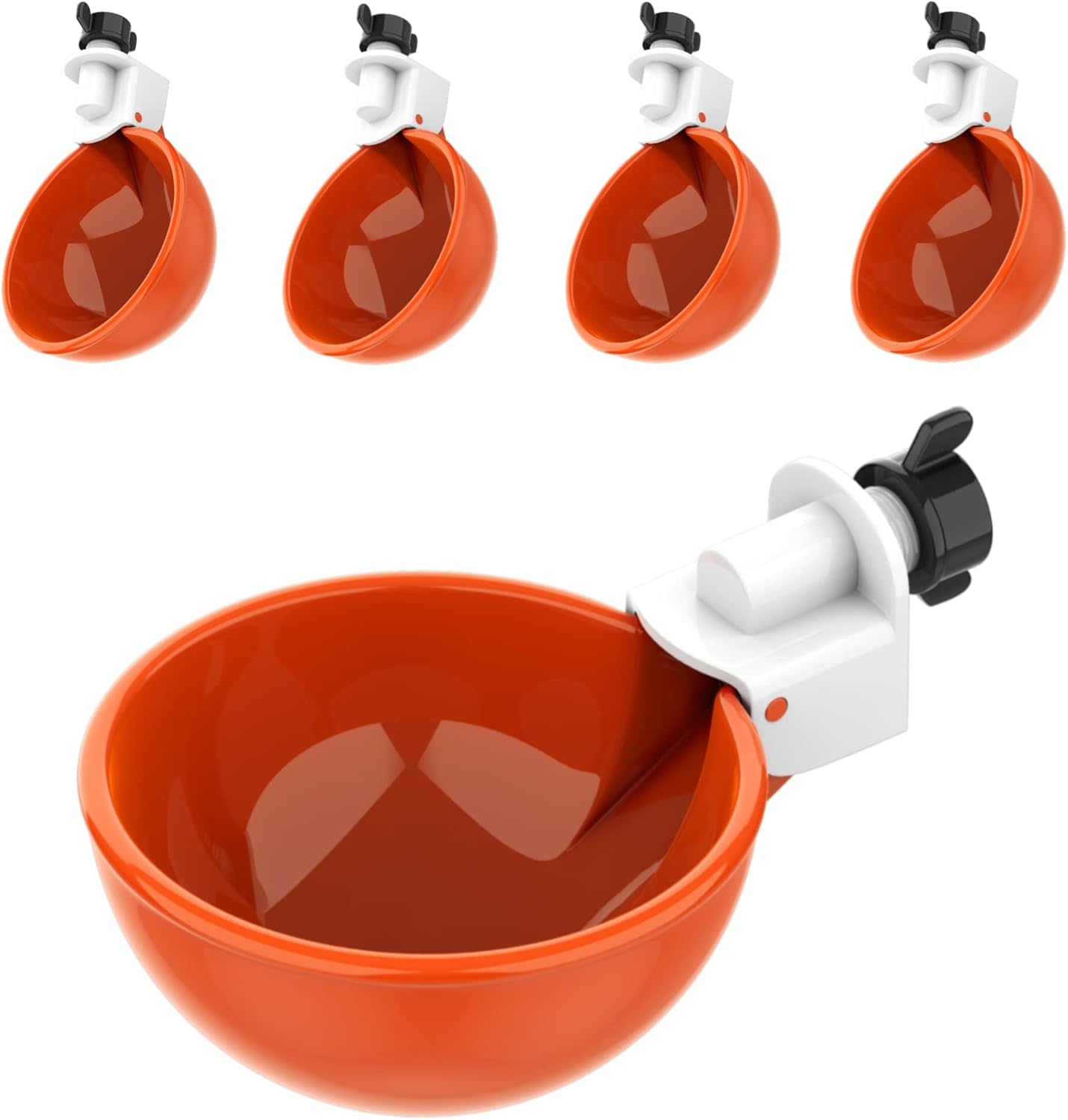 5 Pack Lil Clucker Large Auto Chicken Waterer | Ideal for Various Poultry | Orange Poultry Water Feeder