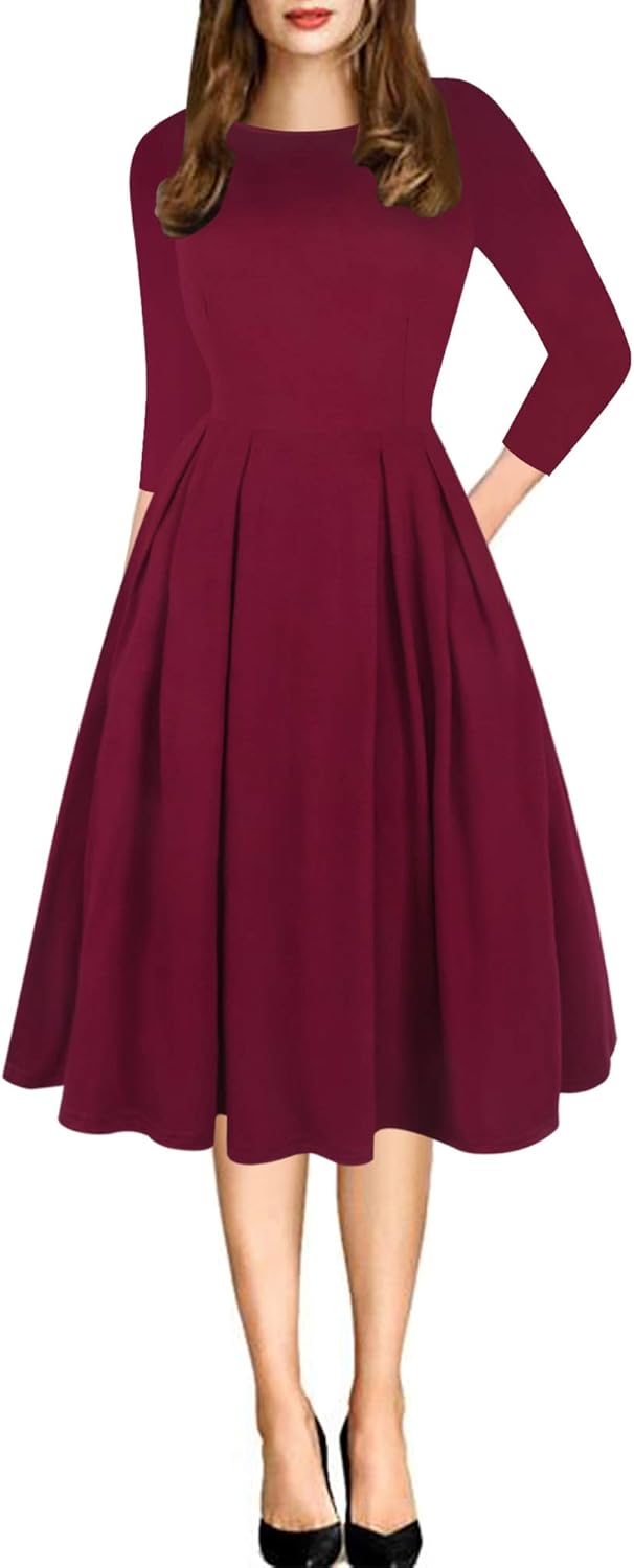 Oxiuly Women's Vintage Patchwork Pockets Swing Dress Review