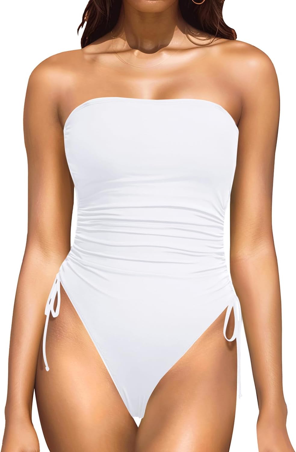 Yonique Women Strapless One Piece Swimsuit for Tummy Control