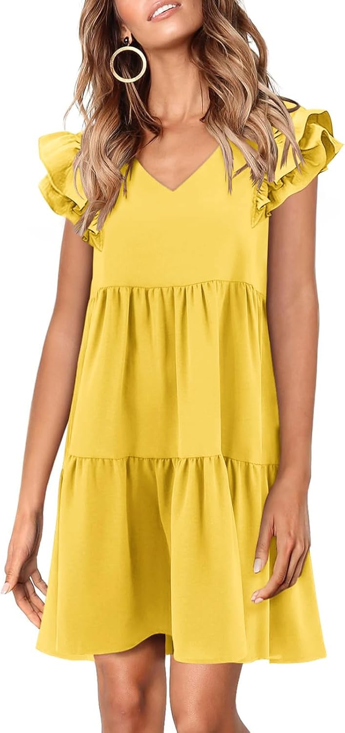 Zwurew Summer Babydoll Dresses for Women 2025 Cute Ruffle