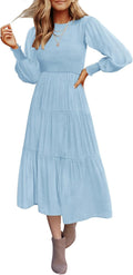 ZESICA Casual Midi Dress Featuring Long Sleeves for Versatile Wear