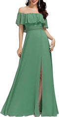 Ever-Pretty Off The Shoulder Ruffle Maxi Dress - Beach & Wedding Ready
