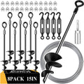 15in 8 Pack Ground Anchors with Galvanized Cable - Heavy Duty Yard Kit