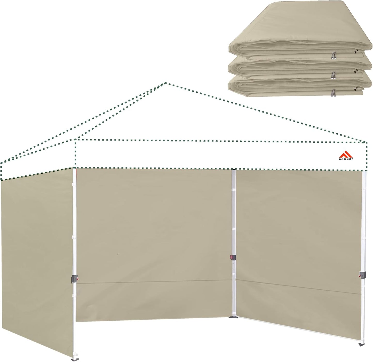 Beige SideWall for 12x12 Canopy Frame with Zippers - 3 Pack