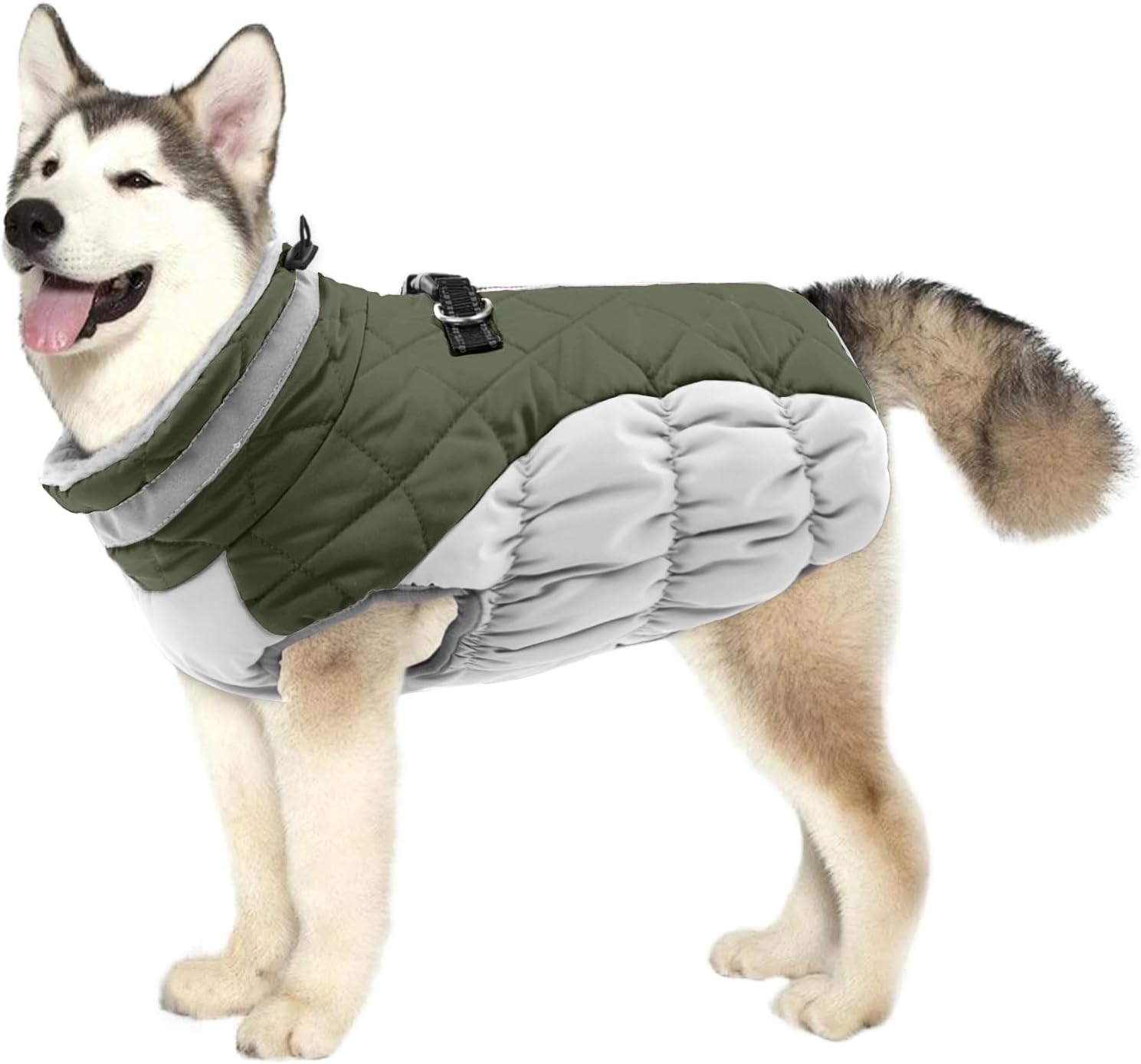 Warm Waterproof Dog Winter Coat with Harness for Large Dogs