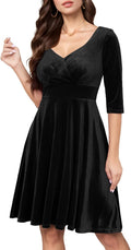 Velvet Long Sleeve Midi Dress - Elegant Wedding Guest Look