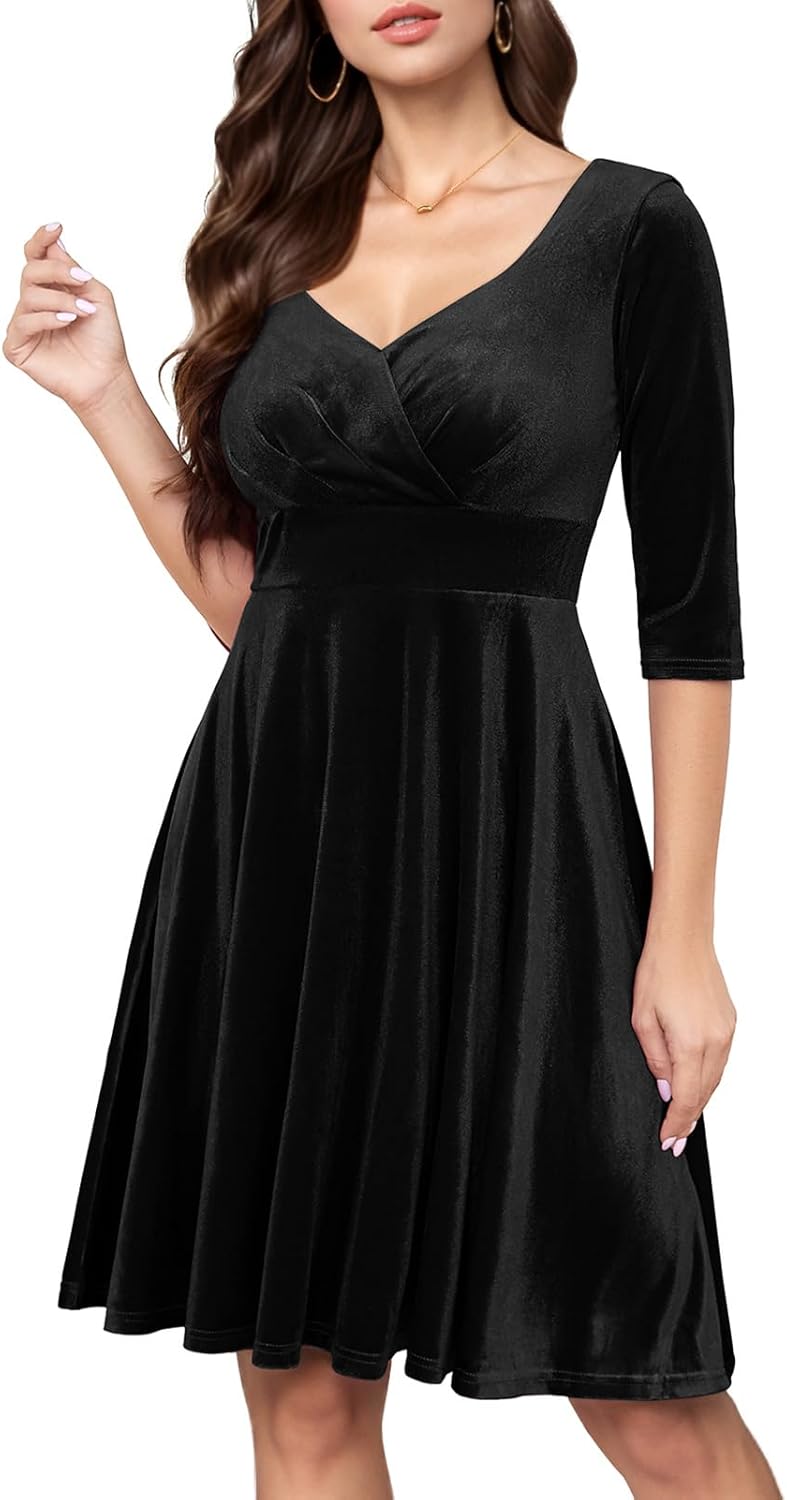 Elegant Velvet Midi Dress for Weddings and Special Occasions