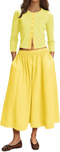 Womens 2 Piece Midi Skirt Set - 3/4 Sleeve Knit Cardigan