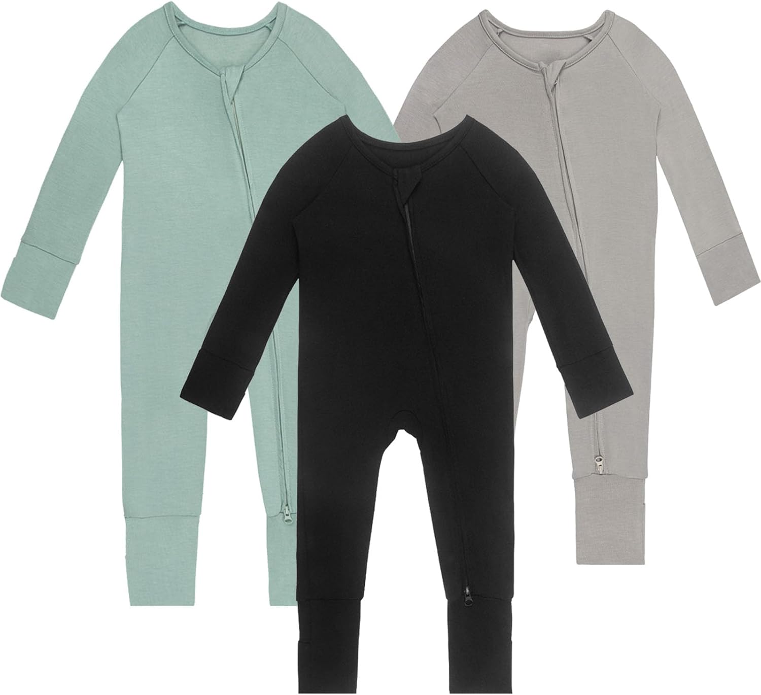 Rayon of Bamboo Baby Rompers Long Sleeve Two Way Zipper Pajamas